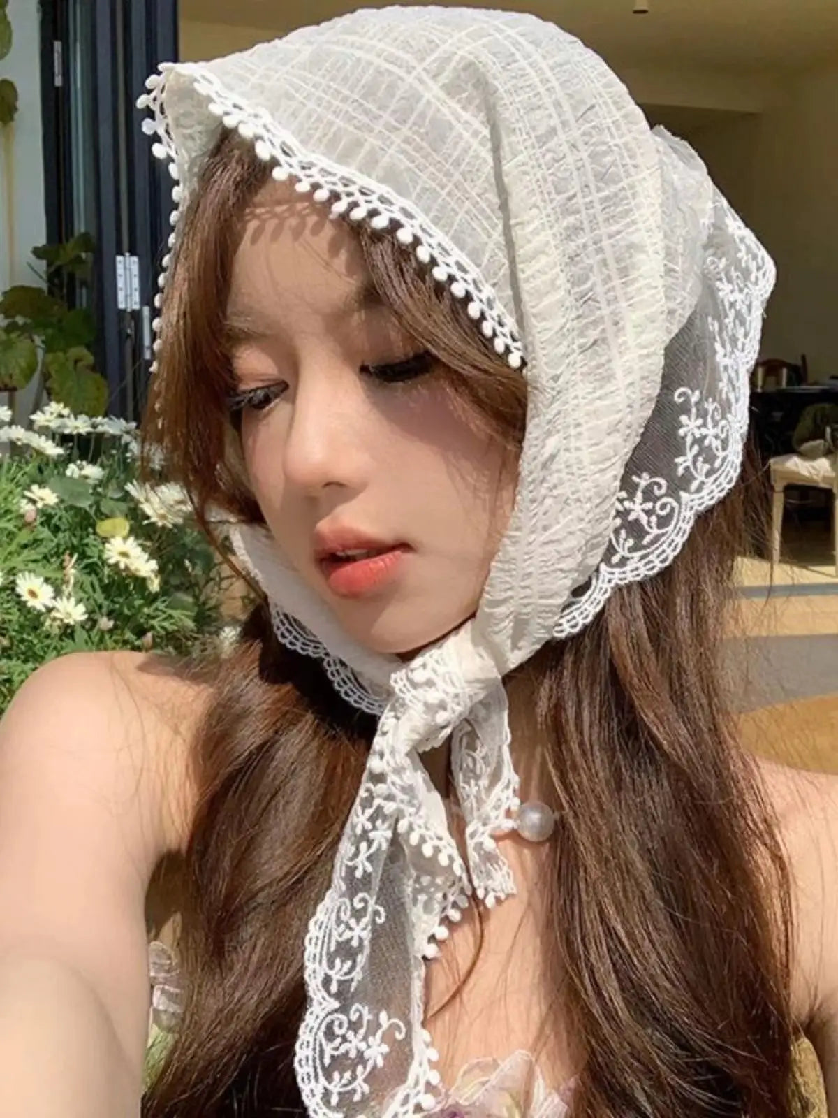 French Lace Floral Headscarf