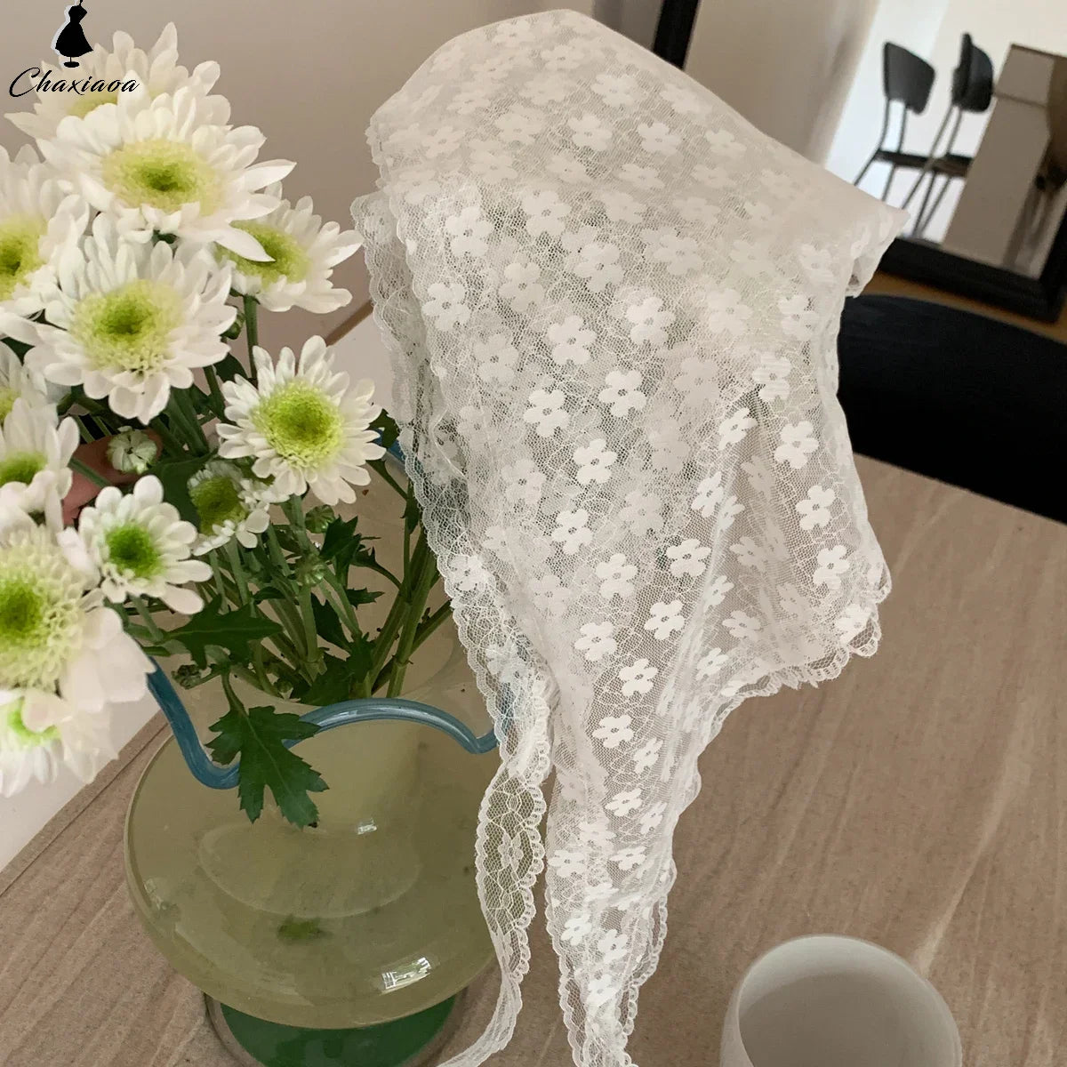 French Lace Floral Headscarf