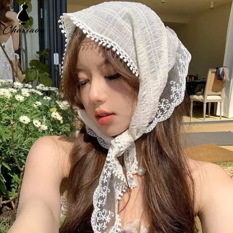 French Lace Floral Headscarf