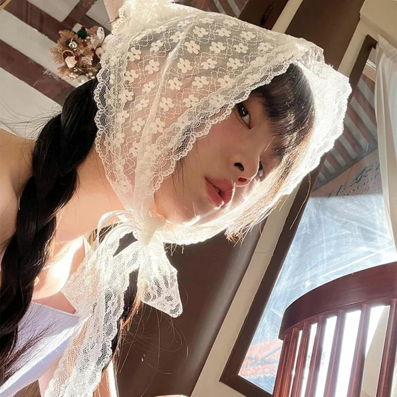 French Lace Floral Headscarf