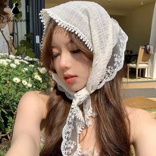 French Lace Floral Headscarf