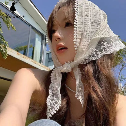 French Lace Floral Headscarf